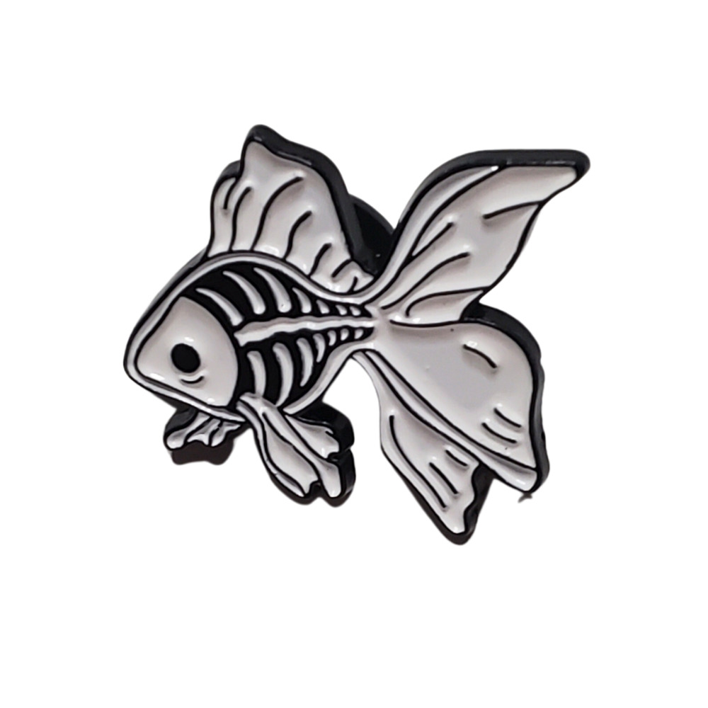 Skeleton Fish enamel pin